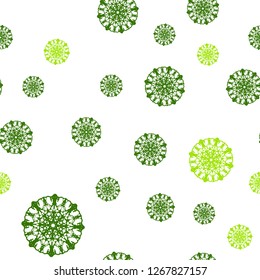Light Green, Yellow vector seamless background with xmas snowflakes. Snow on blurred abstract background with gradient. Template for business cards, websites.