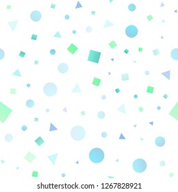Light Green, Yellow vector seamless texture in poly style with circles, cubes. Decorative design in abstract style with lines, dots, cubes. Design for textile, fabric, wallpapers.