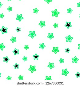 Light Green, Yellow vector seamless template with sky stars. Shining colored illustration with stars. Pattern for trendy fabric, wallpapers.