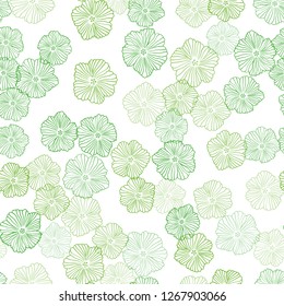Light Green, Yellow vector seamless elegant wallpaper with flowers. Creative illustration in blurred style with flowers. Pattern for trendy fabric, wallpapers.