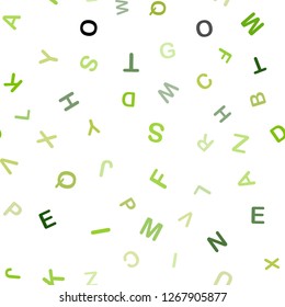 Light Green, Yellow vector seamless backdrop with english symbols. Shining illustration with ABC symbols on abstract template. Template for business cards, websites.