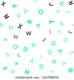 Light Green, Yellow vector seamless pattern with ABC symbols. Shining colorful illustration with isolated letters. Pattern for trendy fabric, wallpapers.