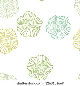 Light Green, Yellow vector seamless elegant template with flowers. Decorative design of flowers on white background. Design for textile, fabric, wallpapers.