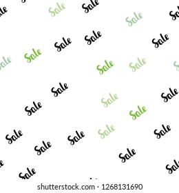 Light Green, Yellow vector seamless pattern with sale signs. Illustration with signs of sales on abstract template. Backdrop for super sales on Black Friday.