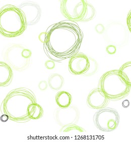 Light Green, Yellow vector seamless texture with disks. Blurred decorative design in abstract style with bubbles. Texture for window blinds, curtains.