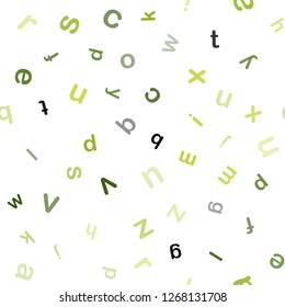 Light Green, Yellow vector seamless texture with ABC characters. Modern geometrical illustration with ABC english symbols. Pattern for design of fabric, wallpapers.