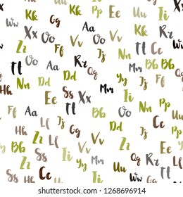 Light Green, Yellow vector seamless texture with ABC characters. Shining illustration with ABC symbols on abstract template. Pattern for design of fabric, wallpapers.
