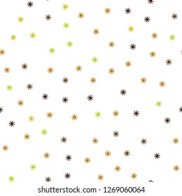 Light Green, Yellow vector seamless pattern with christmas snowflakes. Shining colorful illustration with snow in christmas style. Texture for window blinds, curtains.