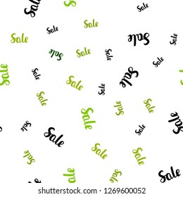 Light Green, Yellow vector seamless background with words of sales. Colored words of sales with gradient on white background. Design for business ads, commercials.