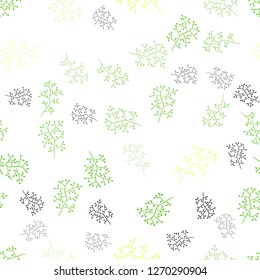 Light Green, Yellow vector seamless doodle backdrop with branches. Colorful illustration in doodle style with leaves, branches. Pattern for trendy fabric, wallpapers.