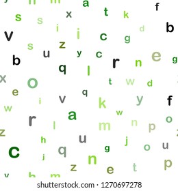 Light Green, Yellow vector seamless template with isolated letters. Colored alphabet signs with gradient on white background. Pattern for trendy fabric, wallpapers.