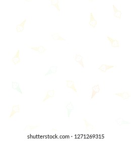 Light Green, Yellow vector seamless texture with delicious ice-cream. Decorative design of ice-cream cones in doodle style. Template of a black hot beverage in a cafe.
