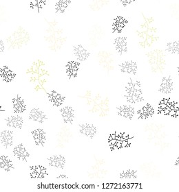 Light Green, Yellow vector seamless elegant template with branches. Decorative design in Indian style on white background. Template for business cards, websites.
