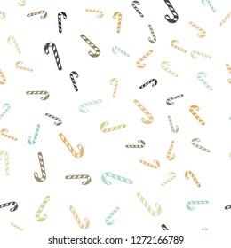 Light Green, Yellow vector seamless texture with xmas sweets, candies.