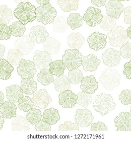 Light Green, Yellow vector seamless doodle texture with flowers. Colorful illustration in doodle style with flowers. Texture for window blinds, curtains.