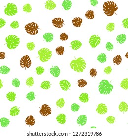 Light Green, Yellow vector seamless abstract backdrop with leaves. Decorative illustration with doodles on abstract template. Texture for window blinds, curtains.