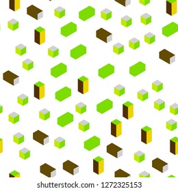Light Green, Yellow vector seamless, isometric cover in polygonal style. Beautiful illustration with rectangles and squares. Pattern for design of fabric, wallpapers.