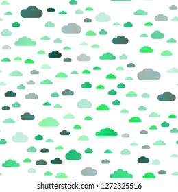 Light Green, Yellow vector seamless pattern with clouds. Colorful illustration consisted of abstract clouds. Pattern for design of window blinds, curtains.
