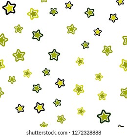 Light Green, Yellow vector seamless texture with beautiful stars. Stars on blurred abstract background with gradient. Template for business cards, websites.
