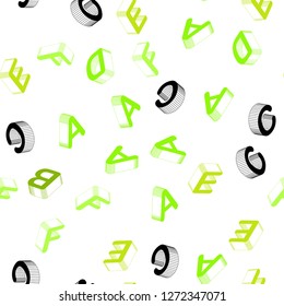 Light Green, Yellow vector seamless pattern with 3D ABC symbols. Shining colorful 3D illustration with isolated letters. Pattern for trendy fabric, wallpapers.