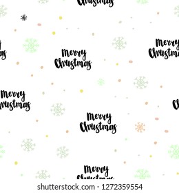 Light Green, Yellow vector seamless background with xmas snowflakes. Colorful decorative design in xmas style with snow. Pattern for trendy fabric, wallpapers.