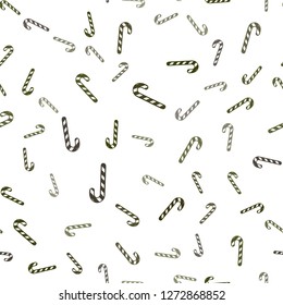 Light Green, Yellow vector seamless texture with xmas sweets, candies.
