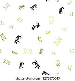 Light Green, Yellow vector seamless texture with selling prices 70 %. Gradient illustration with discount signs on white backdrop. Backdrop for super sales on Black Friday.
