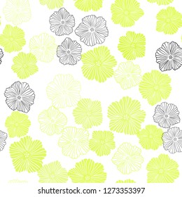 Light Green, Yellow vector seamless elegant wallpaper with flowers. Flowers with gradient on white background. Pattern for trendy fabric, wallpapers.