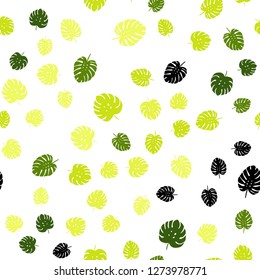 Light Green, Yellow vector seamless natural pattern with leaves. Sketchy doodles with leaves on blurred background. Design for wallpaper, fabric makers.