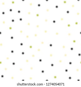 Light Green, Yellow vector seamless pattern with christmas snowflakes. Shining colorful illustration with snow in christmas style. Template for business cards, websites.