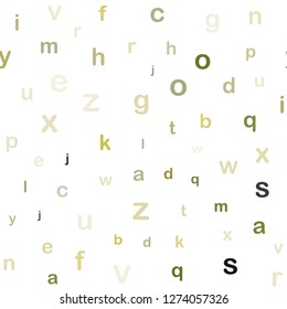 Light Green, Yellow vector seamless backdrop with english symbols. Shining colorful illustration with isolated letters. Pattern for design of fabric, wallpapers.