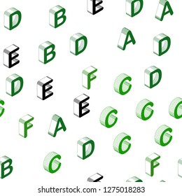 Light Green, Yellow vector seamless template with 3D isolated letters. Shining colorful 3D illustration with isolated letters. Texture for window blinds, curtains.