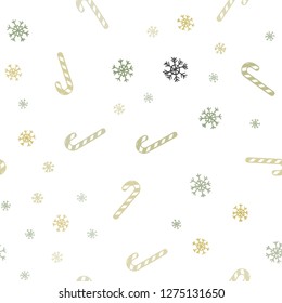 Light Green, Yellow vector seamless layout with christmas sweet desserts.