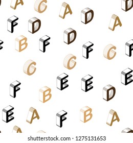 Light Green, Yellow vector seamless background with 3D signs of alphabet. Abstract illustration with colorful 3D latin alphabet. Texture for window blinds, curtains.
