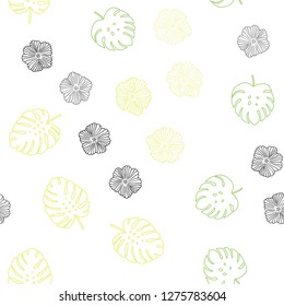 Light Green, Yellow vector seamless abstract pattern with flowers, leaves. Modern abstract illustration with leaves and flowers. Pattern for trendy fabric, wallpapers.