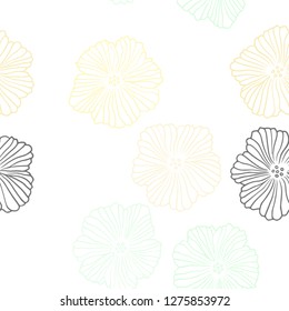 Light Green, Yellow vector seamless abstract design with flowers. Glitter abstract illustration with flowers. Design for textile, fabric, wallpapers.
