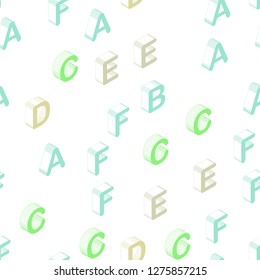 Light Green, Yellow vector seamless template with 3D isolated letters. Shining colorful 3D illustration with isolated letters. Design for textile, fabric, wallpapers.