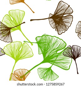 Light Green, Yellow vector seamless doodle layout with leaves. Glitter abstract illustration with doodles and leaves. Template for business cards, websites.