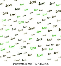 Light Green, Yellow vector seamless template with text LOVE YOU. Illustration with colorful phrase LOVE YOU in romantic style. Design for wallpaper, fabric makers.