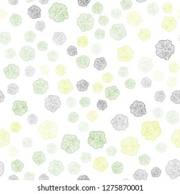Light Green, Yellow vector seamless natural artwork with flowers. Illustration with colorful abstract doodle flowers. Template for business cards, websites.