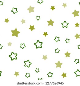 Light Green, Yellow vector seamless pattern with christmas stars. Decorative shining illustration with stars on abstract template. Design for wallpaper, fabric makers.