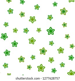 Light Green, Yellow vector seamless template with sky stars. Decorative shining illustration with stars on abstract template. Pattern for design of fabric, wallpapers.