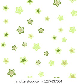 Light Green, Yellow vector seamless layout with bright stars. Blurred decorative design in simple style with stars. Pattern for design of fabric, wallpapers.
