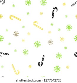 Light Green, Yellow vector seamless layout with christmas sweet desserts.