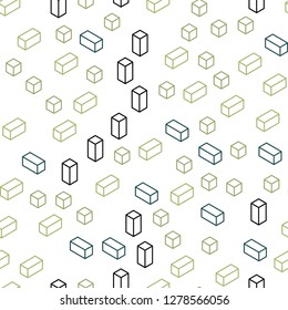 Light Green, Yellow vector seamless, isometric background with rectangles. Glitter abstract illustration with rectangular shapes. Design for textile, fabric, wallpapers.