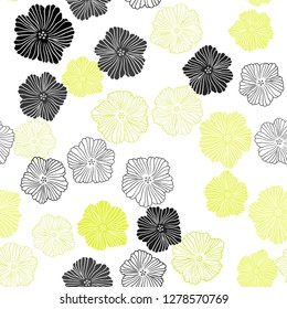 Light Green, Yellow vector seamless elegant wallpaper with flowers. Flowers in natural style on white background. Design for textile, fabric, wallpapers.