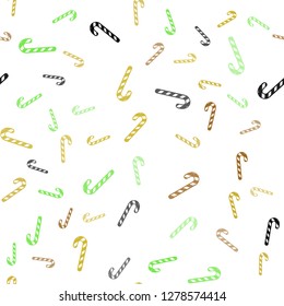 Light Green, Yellow vector seamless background with tasty xmas sweets.