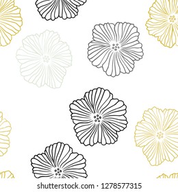 Light Green, Yellow vector seamless doodle pattern with flowers. Shining colored illustration with flowers. Pattern for design of fabric, wallpapers.