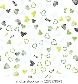 Light Green, Yellow vector seamless backdrop with phrase LOVE YOU, hearts. Colorful gradient phrase LOVE YOU, hearts in abstract style. Pattern for trendy fabric, wallpapers.