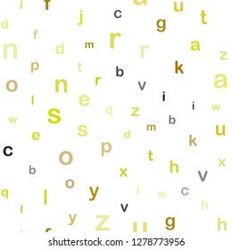 Light Green, Yellow vector seamless texture with ABC characters. Colored alphabet signs with gradient on white background. Pattern for trendy fabric, wallpapers.